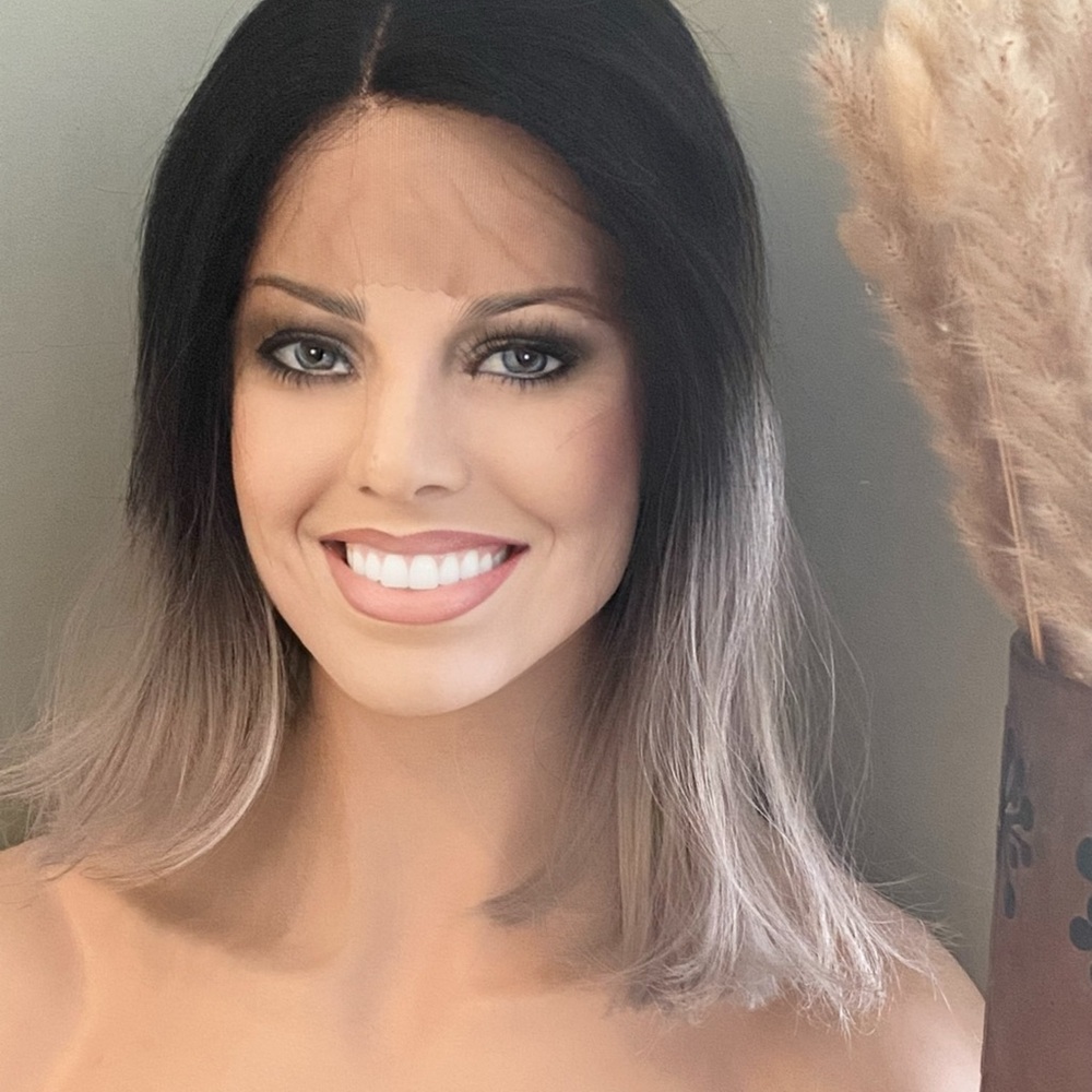Elegant Ombre Black and Gray Wig